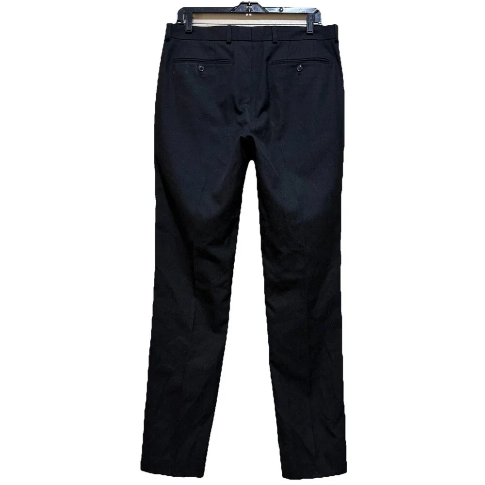 Topman Mens 32x32 Black Slim Fit Dress Pants Flat Front Formal Trousers Suitwear